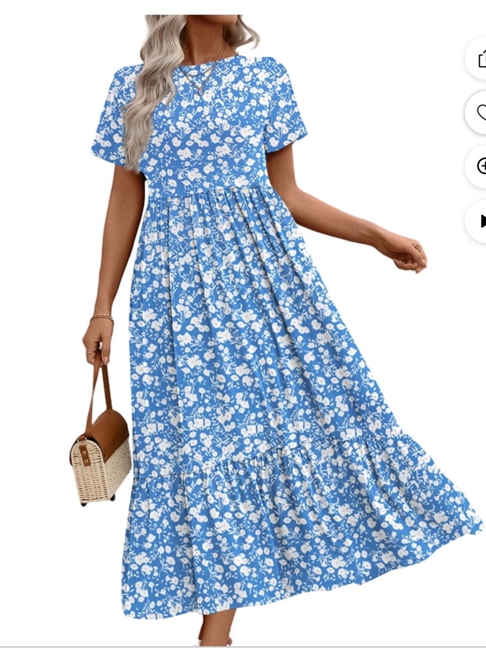 UVN Short Sleeve Floral Crewneck Maxi Dress with Pockets Size XL BNWT